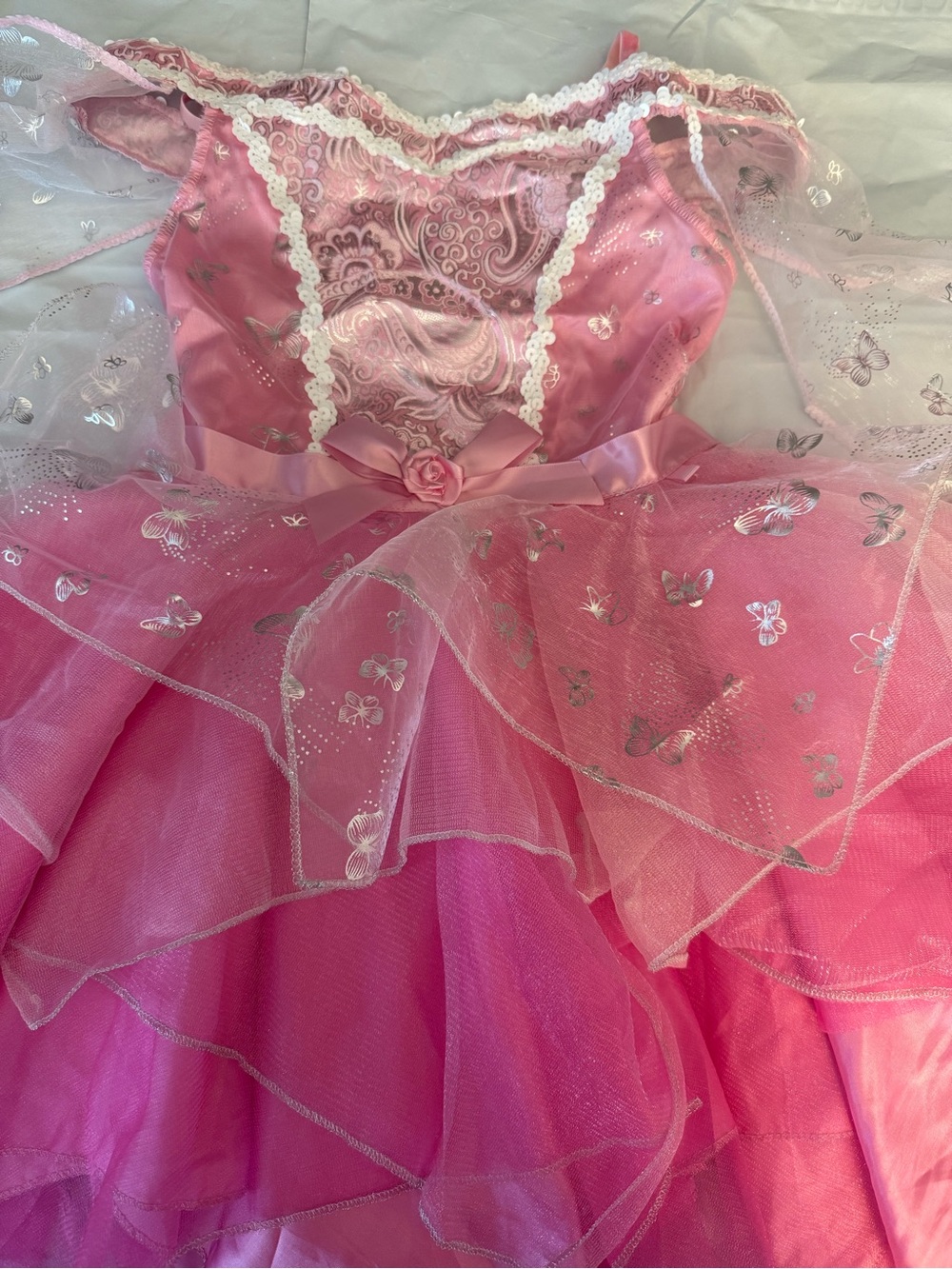 Halloween Butterfly cos Pink Layered Princess Tulle Dress with Overlay